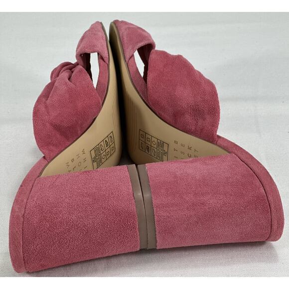 White House Black Market Knotted Bow Suede Mules Samon Shoes Sz7.5M Stunning - Picture 4 of 13